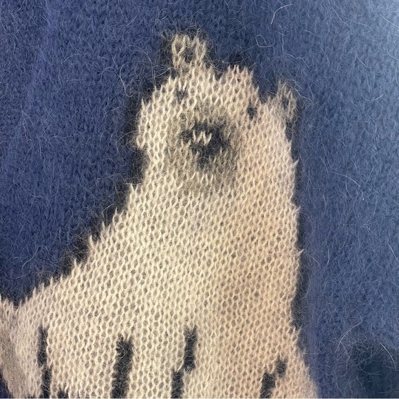 NWT Loewe Mohair Knit Cardigan Oversized Women’s Blue Sweater Polar Bear Winter - Picture 14 of 16